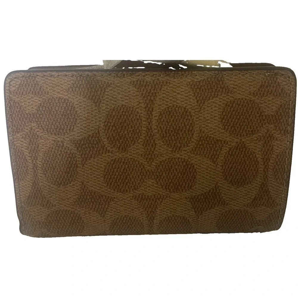 Coach Medium Corner Zip Wallet Signature Canvas Tan/Brown CW786 -NWOT New In Bag